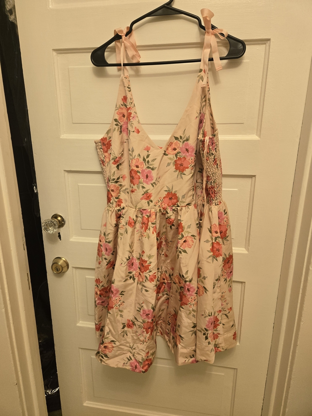 Floral Tie-Shoulder Sundress - Peach Pink